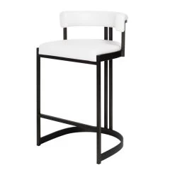 Ballantine Counter Stool In Matte Black White Leather