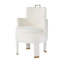 Barrel Dining Chair In Ivory Boucle