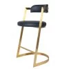 Bourbon Counter Stool In Black Leather Brass -Furniture Store BourbonCounterStoolInBlackLeatherBrass.01
