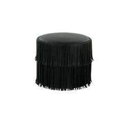 Chaser Ottoman In Black Leather