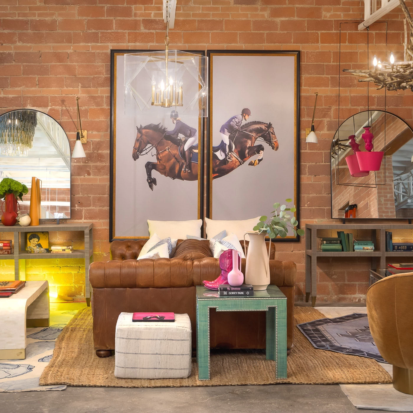 Framed Leaping Equestrian Artwork On Silk Cloth Right - Grey 4 Framed Leaping Equestrian Artwork On Silk Cloth Right - Grey - Image 2