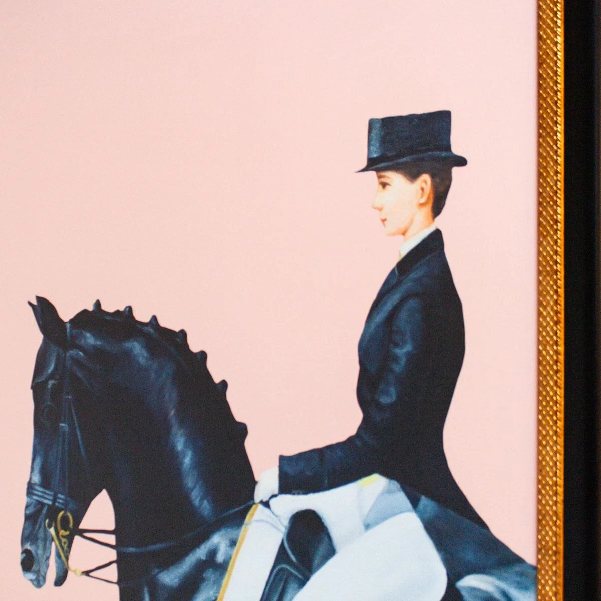 Framed Equestrian Artwork On Silk Cloth - Blush 5 Framed Equestrian Artwork On Silk Cloth - Blush - Image 3