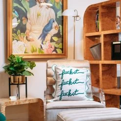 Fuck It Large Scallop Pillow Cover - Emerald -Furniture Store FuckItPillow ScallopedEmerald.06