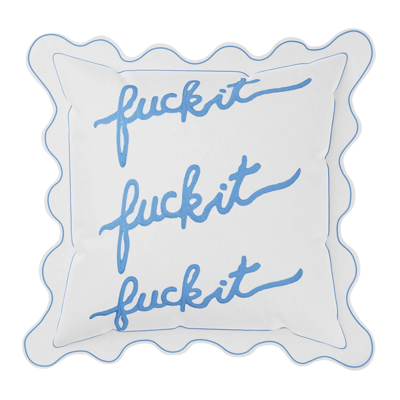 Fuck It Large Scallop Pillow Cover - Sapphire 3 Fuck It Large Scallop Pillow Cover - Sapphire