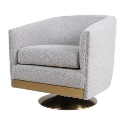 Lost & Found Swivel Chair In Heather Grey Boucle