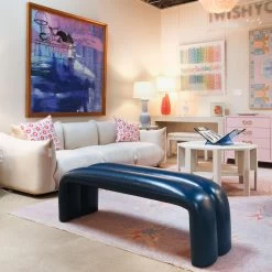 Maxwell Bench In Blue Leather 15 Maxwell Bench In Blue Leather -Furniture Store MaxwellBenchinBlueLeather.06