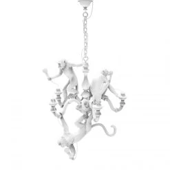 Monkey Lamp - Chandelier White By Seletti -Furniture Store Monkey chandelier bianco spento 6 1 1
