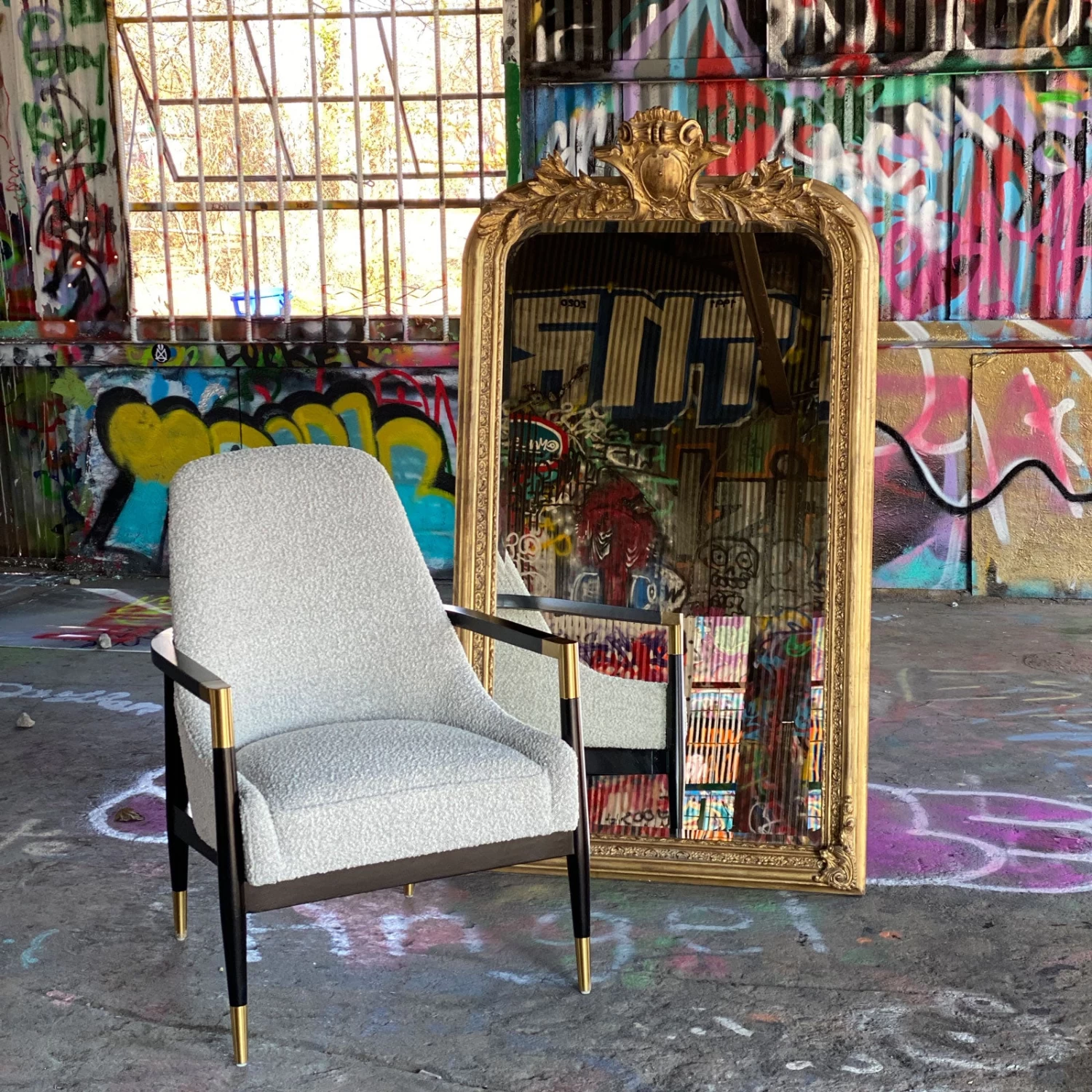 Santarelli Lounge Chair In Grey Boucle 11 Santarelli Lounge Chair In Grey Boucle - Image 9