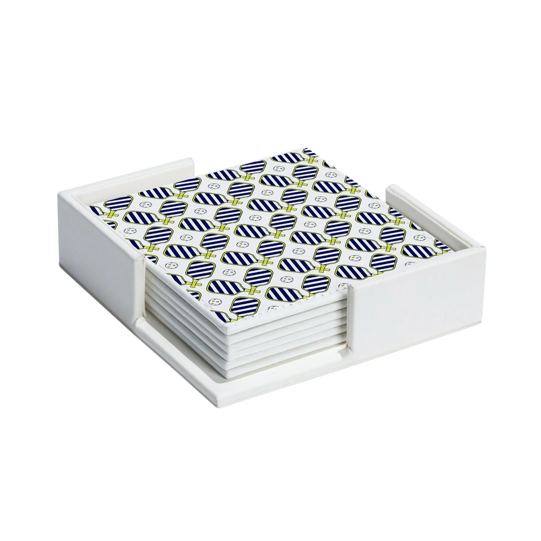 Pickleball Coaster Set - Navy 3 Pickleball Coaster Set - Navy