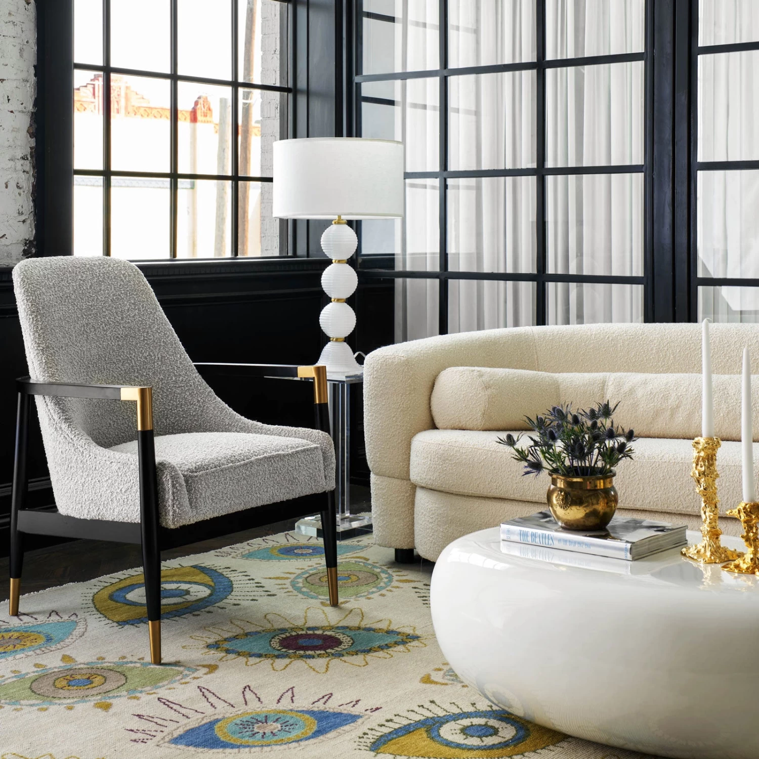 Santarelli Lounge Chair In Grey Boucle 4 Santarelli Lounge Chair In Grey Boucle - Image 2