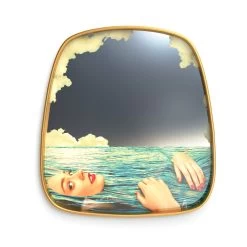 Sea Girl Mirror With Gold Frame By Seletti