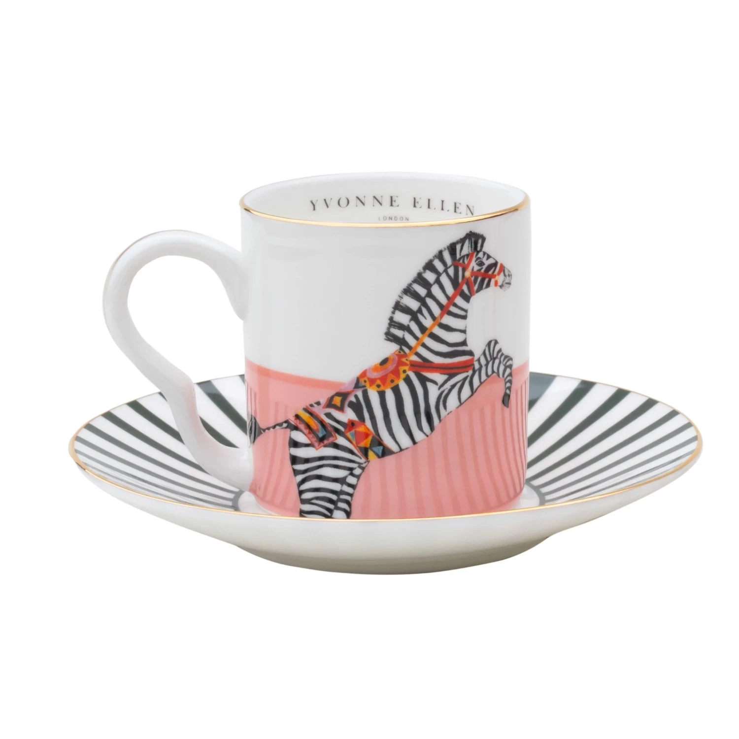 Set Of 2 Espresso Cup & Saucers - Dog/Zebra 6 Set Of 2 Espresso Cup & Saucers - Dog/Zebra - Image 4