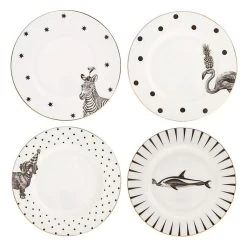 Set Of 4 Monochrome Animal Plates