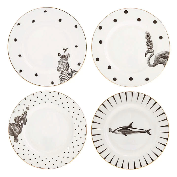 Set Of 4 Monochrome Animal Plates 3 Set Of 4 Monochrome Animal Plates
