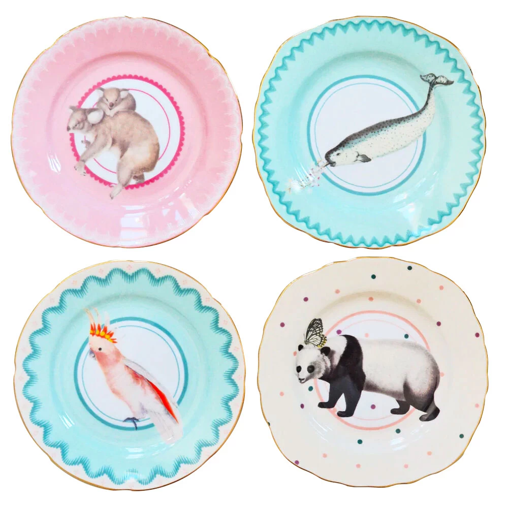 Set Of 4 Pretty Pastel Animal Cake Plates 3 Set Of 4 Pretty Pastel Animal Cake Plates