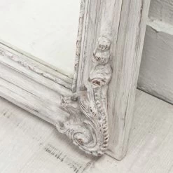 Small Grey Wash Mirror With Decorative Wreath Top 10 Small Grey Wash Mirror With Decorative Wreath Top -Furniture Store SmallGreyWashMirrorwithDecorativeWreathTop.04