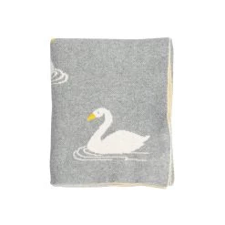 Swan Baby Throw - Light Grey